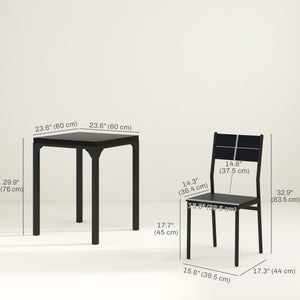 Dining Table Set for 2, 3 Piece Kitchen Table and Chairs with Metal Legs for Small Spaces, Natural Wood