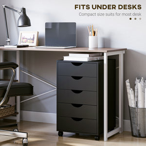 File Cabinet with 5 Drawer Wheels, 15.7" x 15.7" x 26.4", Black – view 5