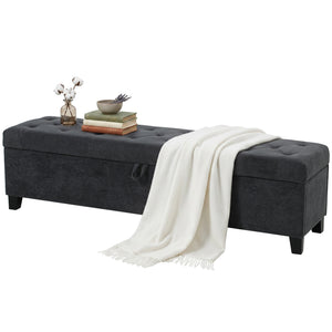 Storage Ottoman Bench, 63" End of Bed Bench for Queen/King Bed, Living Room, Bedroom, Entryway, Dark Grey