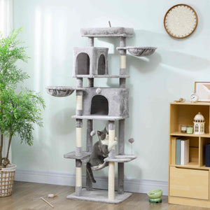 69" Cat Tree, Multi-Level Cat Tower with 2 Condos, Plush Perch and Sisal Scratching Posts, Dark Grey – view 14