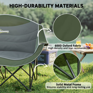 Portable Camp Chair, Double Camping Chair with Cup Holders and Carry Bag, Support 551 lbs, Dark Green – view 4