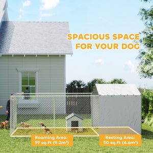 Galvanized Steel Dog Kennel Outdoor with Waterproof & UV-Resistant Cover for Large Dogs, 13.1' x 7.5' x 7.5' – view 17