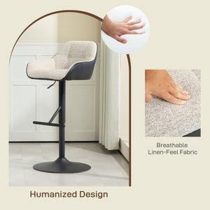 Bar Stools Set of 2, Swivel Counter Height Barstools with Back, Footrest, Armrests, Adjustable Height, Black – view 13
