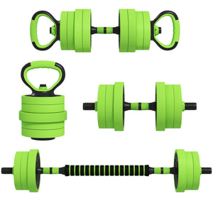 Soozier 44lbs 4-in-1 Adjustable Weight Dumbbell Set, Barbell, Kettlebell, Push Up Stand