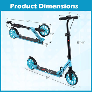 Kick Scooter for Kids Teens Adults Age 8+ Foldable Scooter with Large Light-up Wheels-Blue view 5