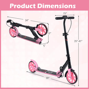 Kick Scooter for Kids Teens Adults Age 8+ Foldable Scooter with Large Light-up Wheels-Pink view 5