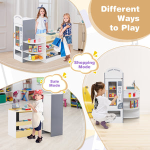 Kids Grocery Store Playset with Cash Register POS Machine-White view 9