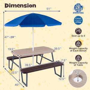 Kids Picnic Table with Benches Seats up to 4-Brown view 5