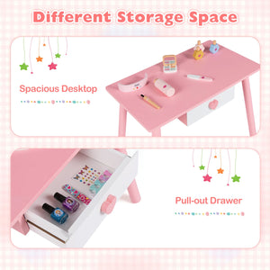 Kids Pretend Nail Salon Playset with Wooden Toddlers Makeup - Pink view 7
