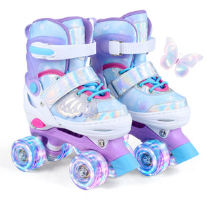 Kids Roller Skates for Toddlers Ages 5-7 with 4 Light-up Wheels-Blue view 4