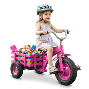 Kids Tricycle with 15 Inch Inflatable Rubber Tires -Pink view 3