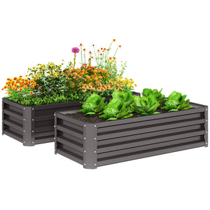 Galvanized Raised Garden Beds, Outdoor Planter Box, Set of 2, for Flowers, Herbs and Vegetables, Black – view 8