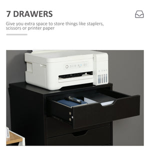 7-drawer Vertical File Cabinet for Home Office, Storage Cabinet with Wheels, 18.7"x15.6"x35.4", Black – view 4