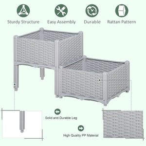 1 Piece Raised Garden Bed PP Raised Flower Bed Vegetable Herb Grow Box Stand Brown – view 17