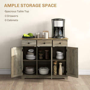 Modern Sideboard, Buffet Cabinet with Storage Cabinets, Drawers and Adjustable Shelves for Living Room, Washed Grey
