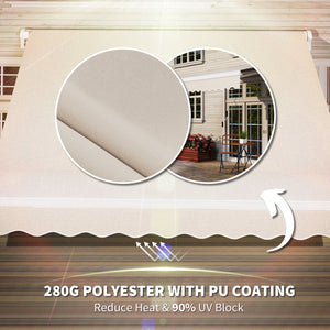 8'x7' Patio Awning Manual Retractable Sun Shade Outdoor Deck Canopy Shelter, Beige