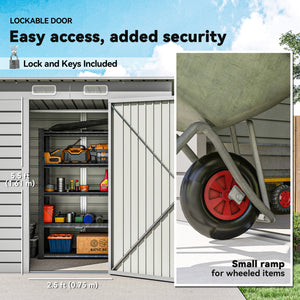 6 x 4FT Galvanized Garden Storage Shed, Metal Outdoor Shed with Double Doors and 2 Vents, Grey – view 19