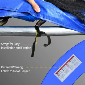 12ft Trampoline Pad, Trampoline Replacement Safety Pad Mat Spring Cover, Water-Resistant, UV-Resistant, Tear-Resistant Edge Protection, No Holes for Pole, Blue