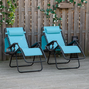 2 Piece Foldable Lounge Chair with Canopy Shade, Outdoor Zero Gravity Chair w/ Side Tray & Cup Holder – view 9