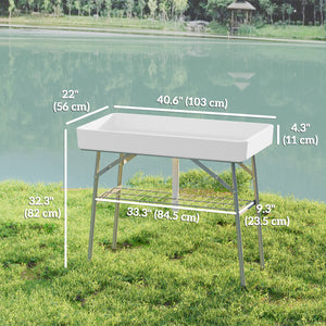 3.4ft Folding Ice Cooler Table with Drain, Outdoor Patio Party Cooler for Drinks – view 2