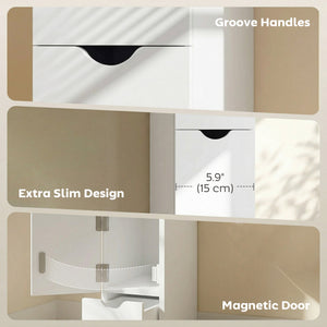 Tall Bathroom Storage Cabinet, Narrow Bathroom Cabinet with Drawers and Open Shelves for Small Spaces – view 21
