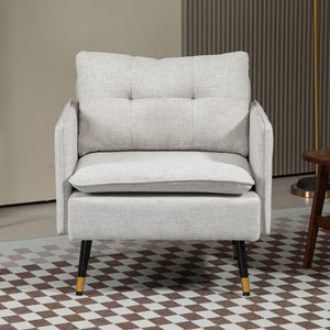 Accent Chair, Upholstered Armchair with Tufted Back Cushion and Steel Legs for Living Room, Bedroom – view 12
