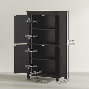 Farmhouse Bathroom Storage Cabinet, Bathroom Floor Cabinet with Barn Doors and Adjustable Shelf, Black – view 2