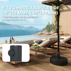 Patio Umbrella Base 33 lbs Water or 42 lbs Sand Filled, Outdoor Umbrella Stand for 1.5"/1.9" Poles Black