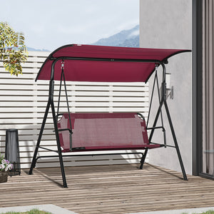3-Seater Outdoor Porch Swing with Adjustable Canopy, Patio Swing Chair for Garden, Poolside, Backyard, Green and White