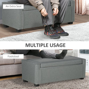 Upholstered Flip Top Storage Bench Fabric Ottoman for Bedroom, Living room, Dark Grey – view 13
