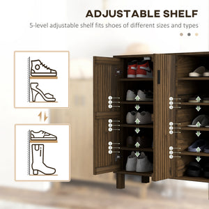 Shoe Storage with Double Doors and Open Shelves 17 Pair Shoe Storage Organizer for Entryway Hallway Black – view 18