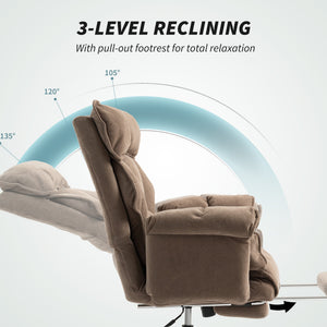 Desk Chair, Computer Office Chair with Footrest, Adjustable Backrest and Headrest, Black – view 12
