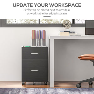 Mobile Filing Cabinet, Vertical File Cabinet with 2 Drawers, Wheels, for Letter or A4 File, Natural