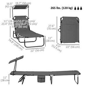 2 Piece Folding Outdoor Chaise Lounges, Pool Tanning Chairs with Reclining Back, Sunshade for Beach, Patio – view 2