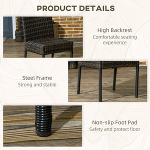 PE Rattan Outdoor Dining Chairs with Cushion, Patio Wicker Dining Chair with Backrest, Brown
