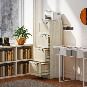 2 Drawer Filing Cabinet with Lock, Boho File Cabinet for A4 Letter Size Files with Decorative Rattan – view 28