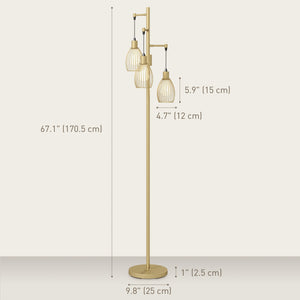 Industrial Floor Lamp with 3 Hanging Wire Lampshades, Dimmable Standing Lamp for Living Room, Bedroom – view 9