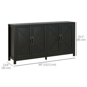 Sideboard Buffet, Storage Cabinet with Barn Door and Adjustable Shelf, TV Stand for TVs up to 65 Inches, Black Oak