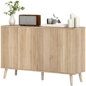 Buffet Cabinet with Storage Modern Fluted Sideboard with Adjustable Shelves Wood Legs for Dining Room