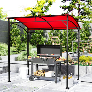 7' x 5' BBQ Grill Gazebo Tent, Garden Grill Canopy with Steel Frame and Hooks, Outdoor Sun Shade, Grey – view 63