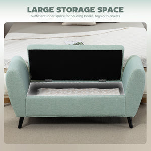 Upholstered Storage Bench with Arms, Modern Ottoman Bench for Bedroom, Entryway, and Living Room, Black – view 10