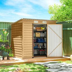 6 x 4FT Galvanized Garden Storage Shed, Metal Outdoor Shed with Double Doors and 2 Vents, Grey – view 28