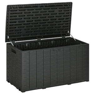 81 Gallon Garden Storage Box, Waterproof Double Wall Storage Container with Wheels and Handles, Black