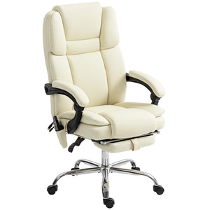 Massage Office Chair, Reclining Executive Office Chair with 6-Point Vibration, Footrest and High Back, Black – view 15