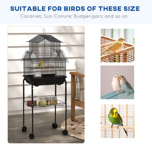 25" Bird Cage with Perch, Swing, Food Container, Slide-out Tray, Handle, Parrot Cage for Finches, Canaries, Budgies