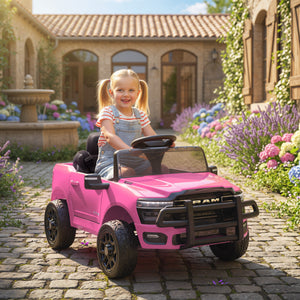 Qaba 12V Ride on Car, Licensed Dodge RAM 3500 Electric Vehicle with Remote Control, Suspension for 3-5 Years