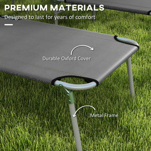 2Pcs Outdoor Lounge Chair, Adjustable Folding Chaise Lounge with Sun Shade for Beach, Camping, Hiking, Grey