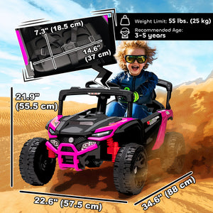 Qaba 12V Kids Ride On Truck with Dual Motors, Rear Suspension, Remote Control for 3-5 Years Boys Girls
