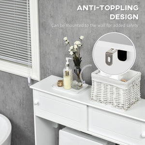 Modern Over The Toilet Storage, Bathroom Cabinets Over Toilet with 2 Sliding Doors, 3 Adjustable Shelves, White