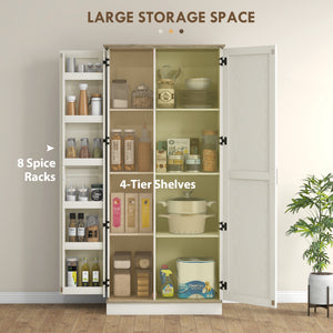 70" Tall Kitchen Pantry Cabinet with Door Shelves and Adjustable Shelves, Black Wood Grain